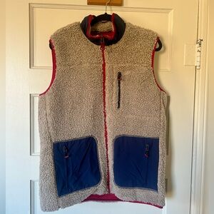 Orvis Tan, Blue and Red Sherpa Fleece Vest